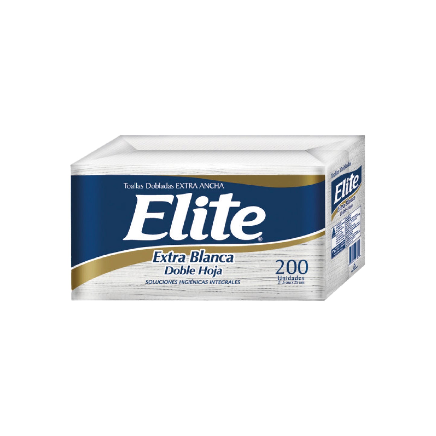 PAPEL TOALLA ELITE DOBLADA (INTERFOLIADA) Doble Hoja x 200 Und. ( 21.6 x 21 Cm.)