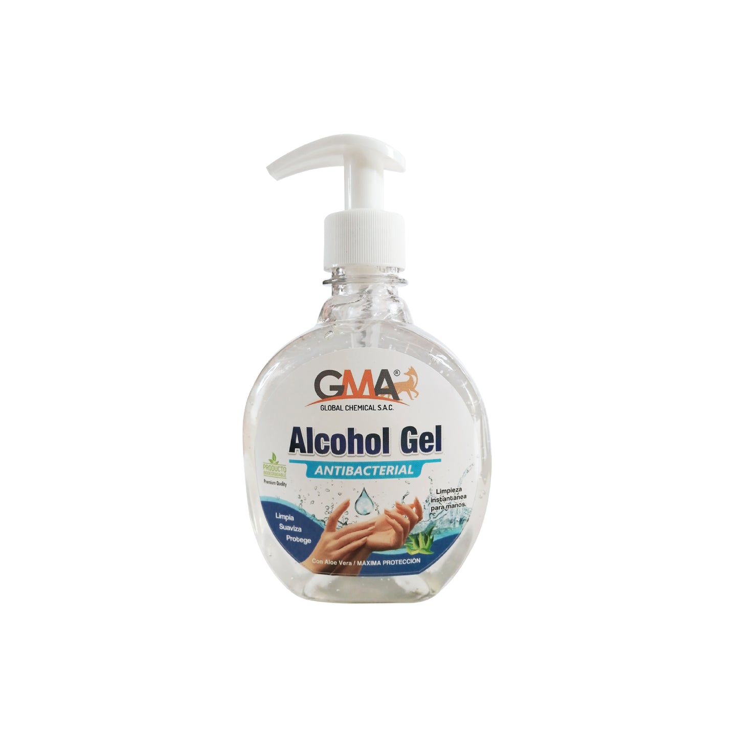 ALCOHOL GEL GMA NATURAL TRANSP. ANTIBACTERIAL C/T DISPENSADOR x 400 Ml.