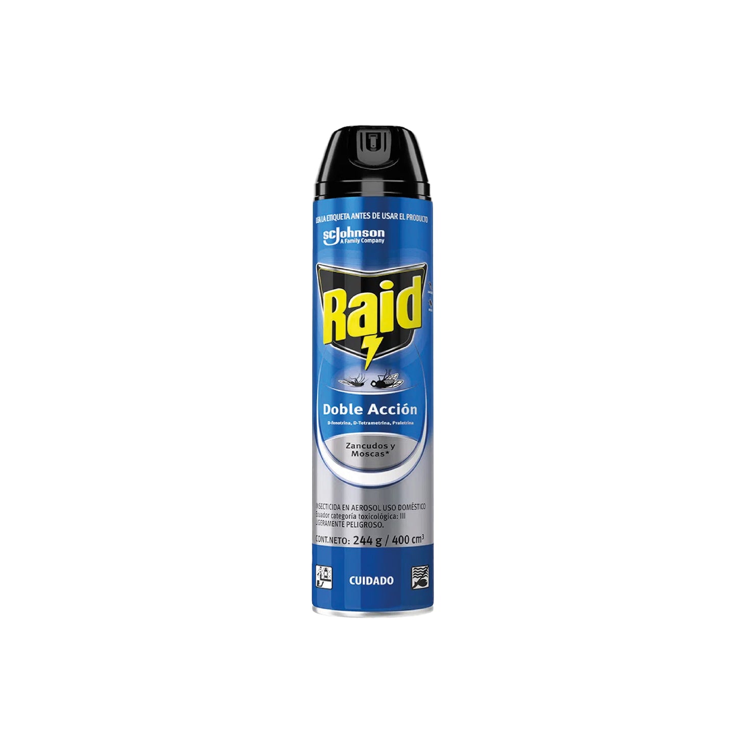 INSECTICIDA SPRAY RAID D/A Moscas, Mosquitos y Zancudos x 400 Cc.