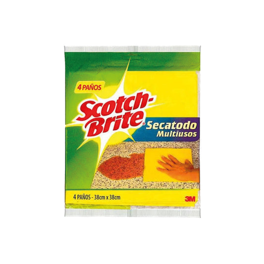 PAÑOS ABSORBENTE SCOTCH BRITE Amarilo x 4 Und. (38 x 38 Cm)