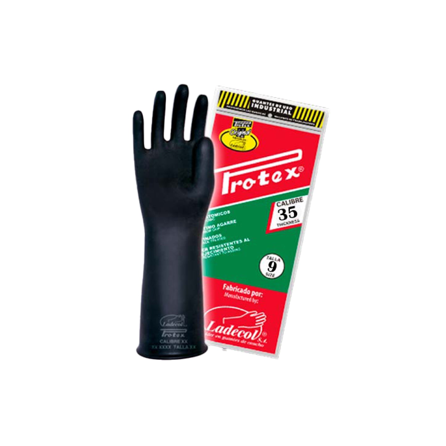 GUANTES IND. PROTEX  Negro C-35 Tallas: 7-8-9-10”